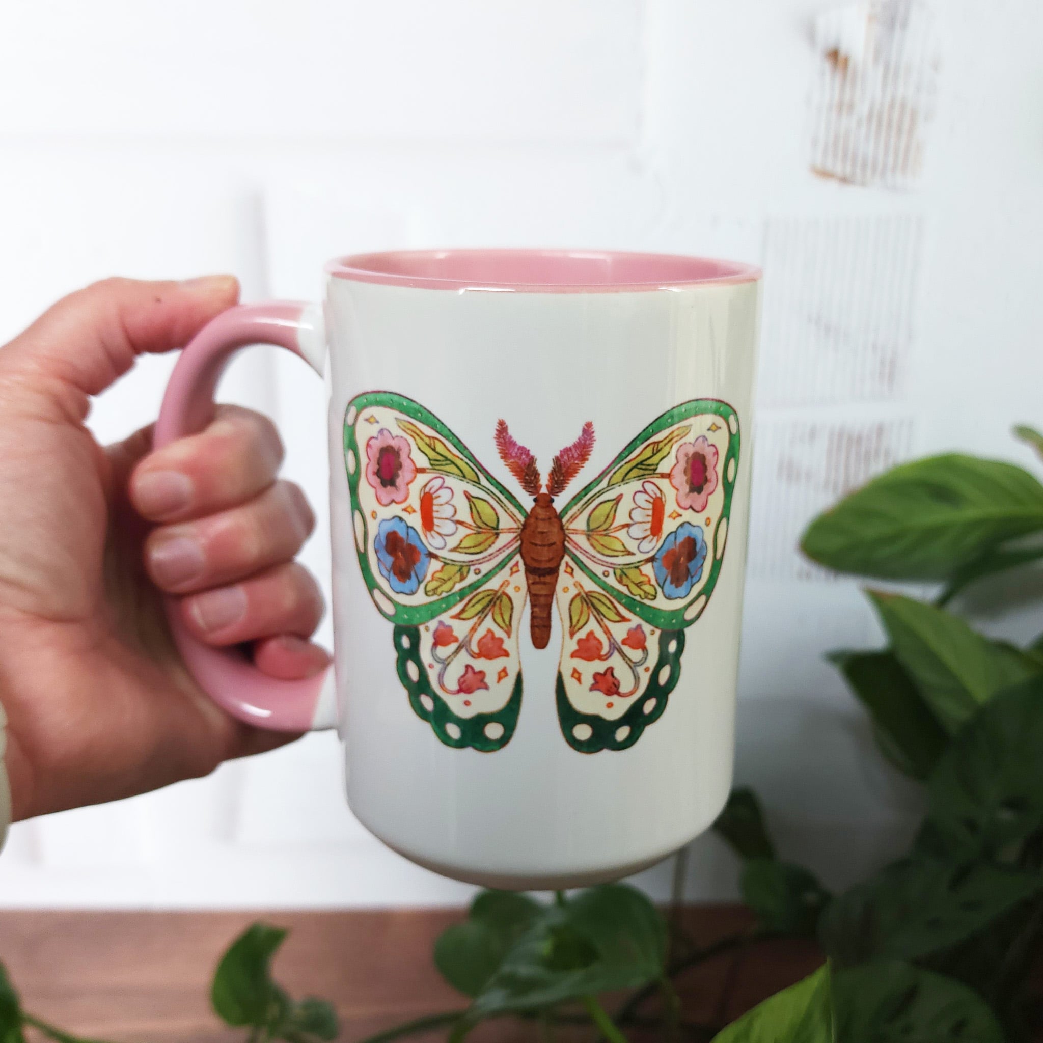 floral butterfly mug