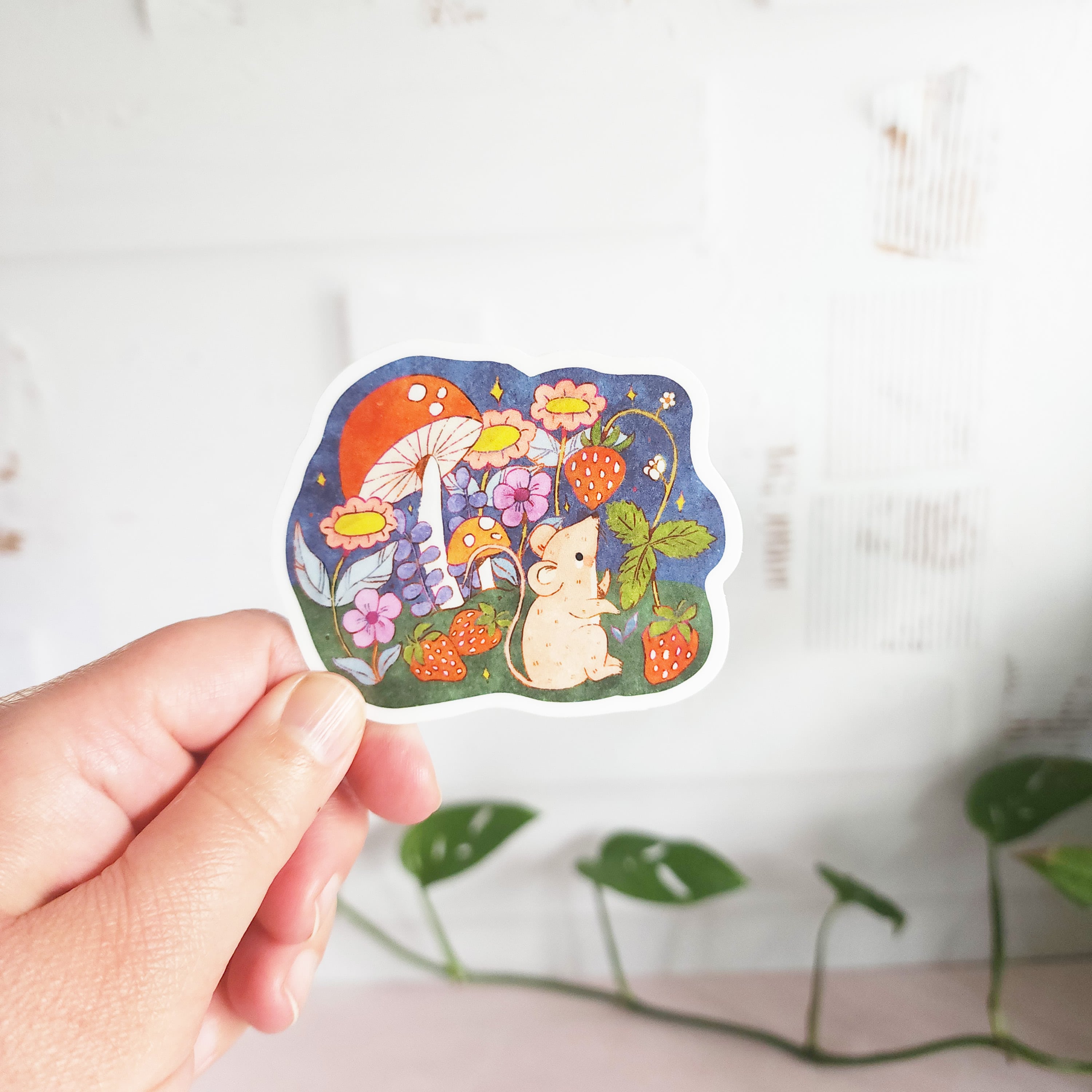 strawberry mouse vinyl sticker