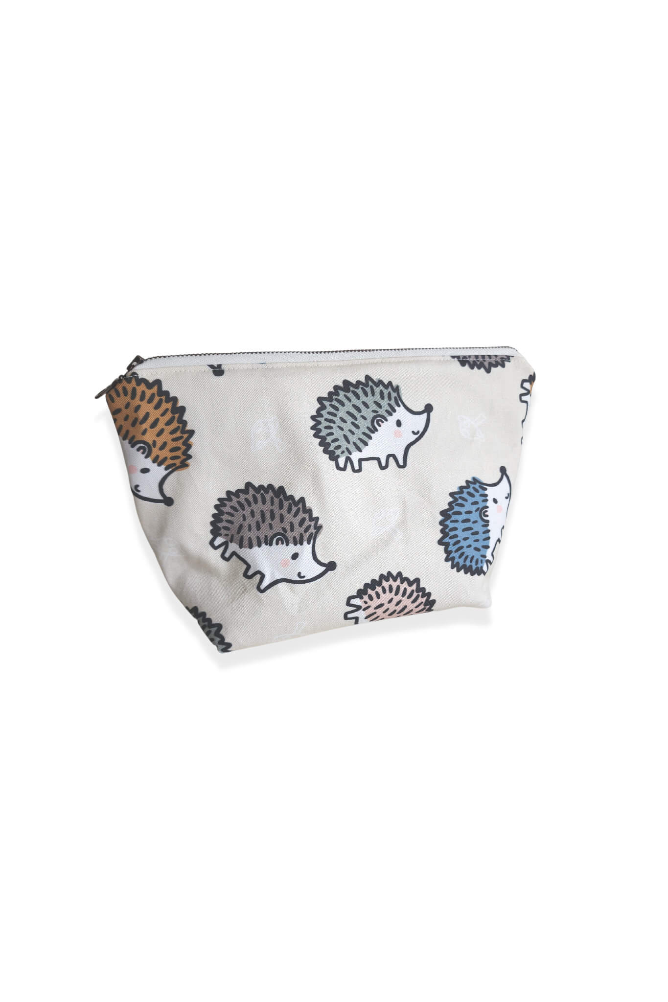 cute multi colored hedgehogs on a creamy background with light mushroom outlines