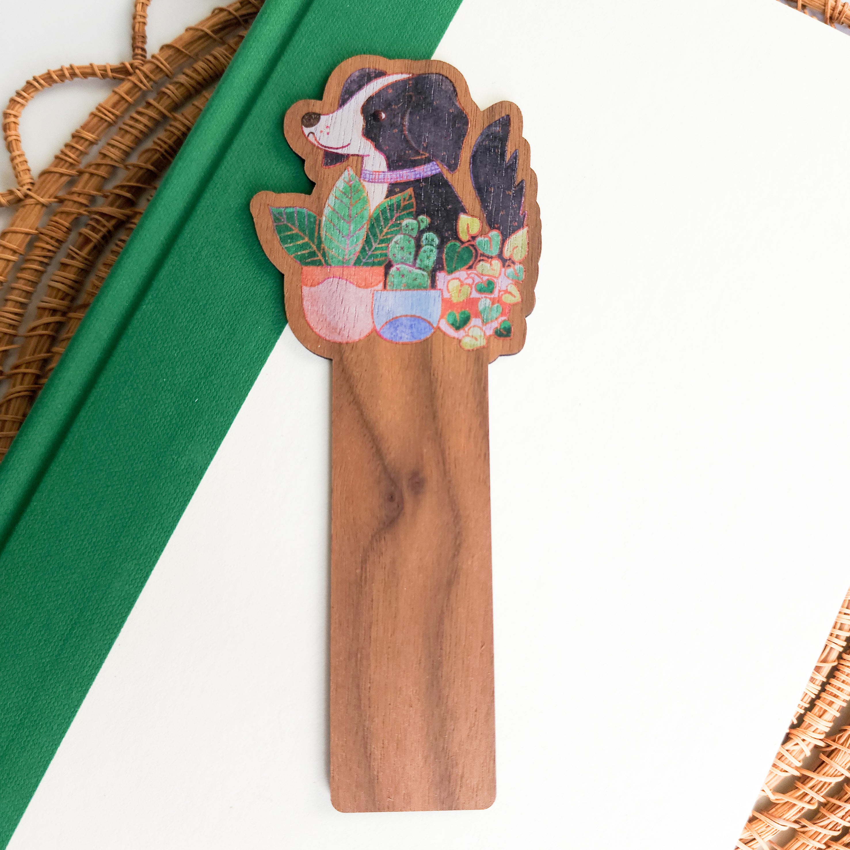 houseplant hound wooden bookmark