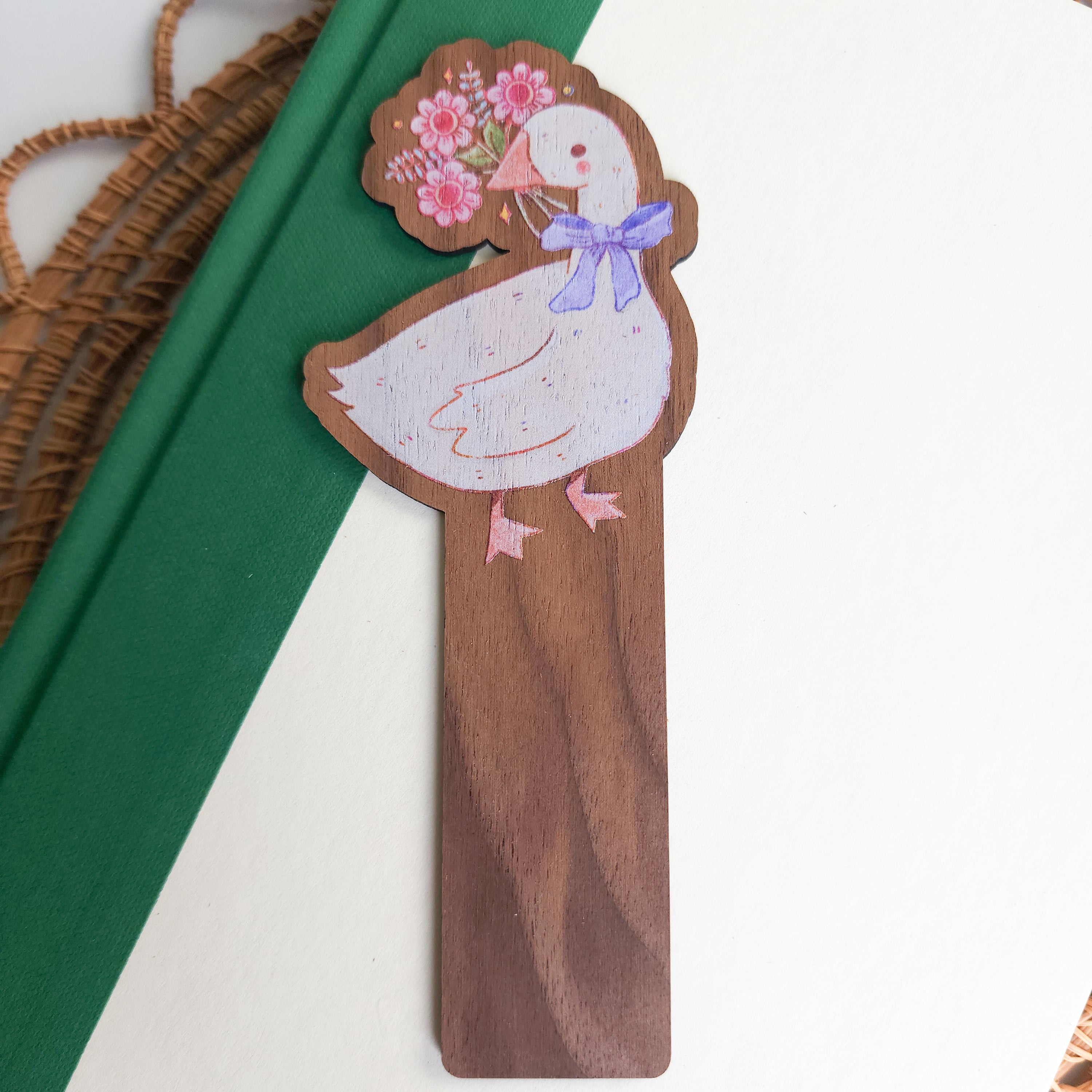 goose blooms wood bookmark