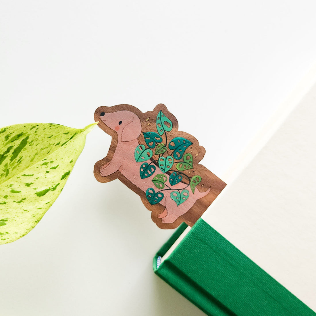wooden dachshund bookmark 