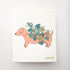 swedish dishcloth with an image of dachshund planter growing a cheese plant, on a white background