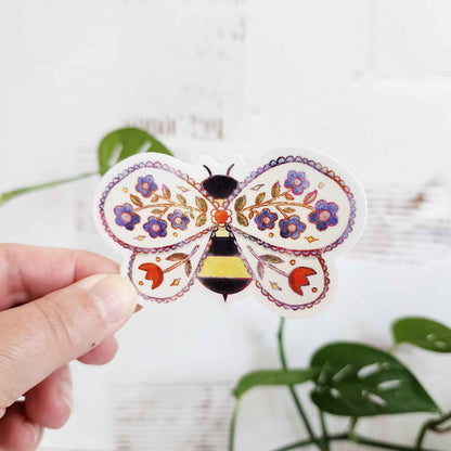 bee sticker with flowers inside its wings