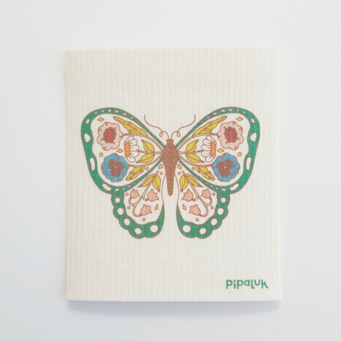 dischcloth with a floral butterfly