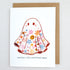 Greeting card with a floral ghost design and text &