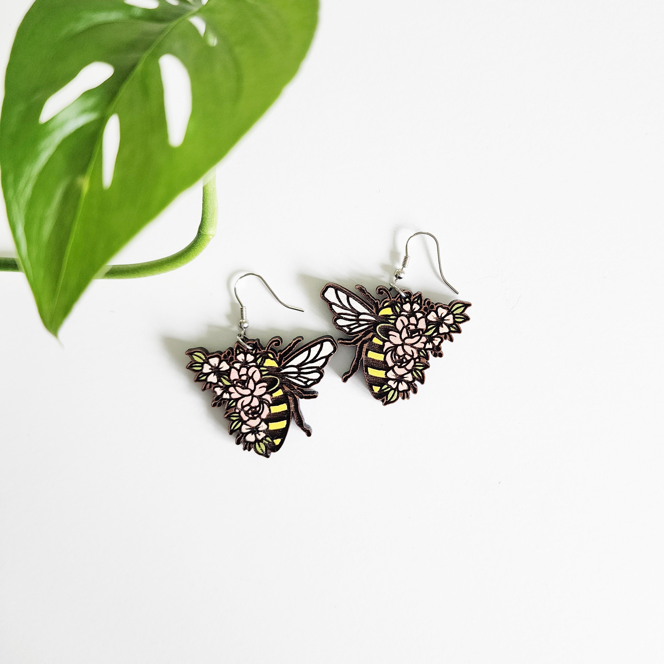 floral bee earrings