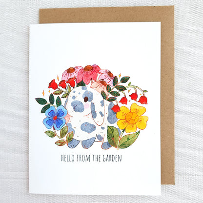 Greeting card with floral bunny design and &