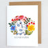 Greeting card with floral bunny design and &