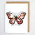 Greeting card with a butterfly illustration and text bloom where you are planted, grow wild forever  on a white background