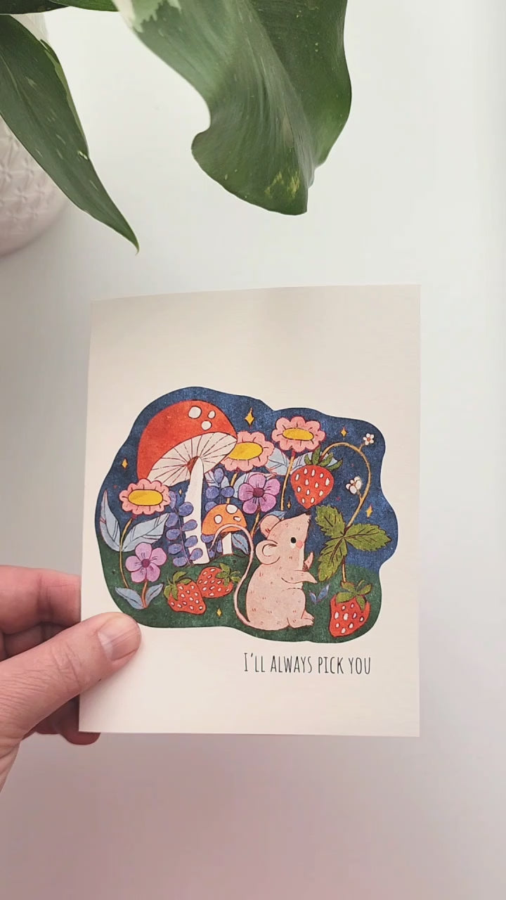 strawberry mouse greeting card